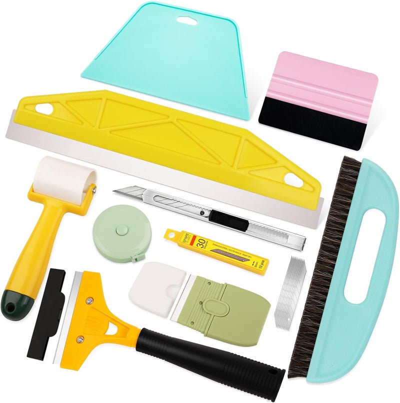 WRAPXPERT Peel and Stick Wallpaper Tools,Wallpaper Smoothing Tool Kit with Smoother,Edge Guider,Paste Brush for Backsplash Tile,Contact Paper - Image 1
